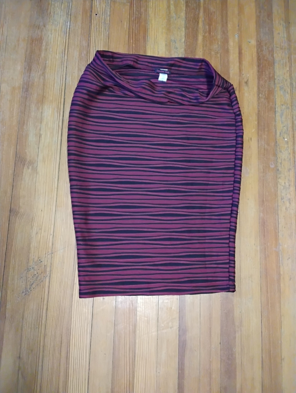 Striped Pencil Skirt in Burgundy and Black